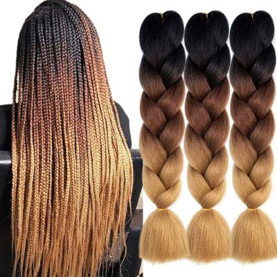 China Hot Water Set Ez Pre Stretched Braiding Hair Ombre Hair Jumbo Braiding Extensions Hot Sales 24 Inch Synthetic Hair For Braiding for sale