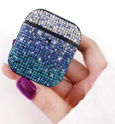 China Diamond Airpods Case Bling Airpod Case Key Chain For Girls Women Radio Charging New Diamond Cover Case For Airpods 1 2 for sale