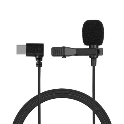 China Interview Microphone Lapel Lavalier Portable Mini Microphone Wireless Type-C Cable Clip On Microphone For Smartphones Tablets Laptops for sale