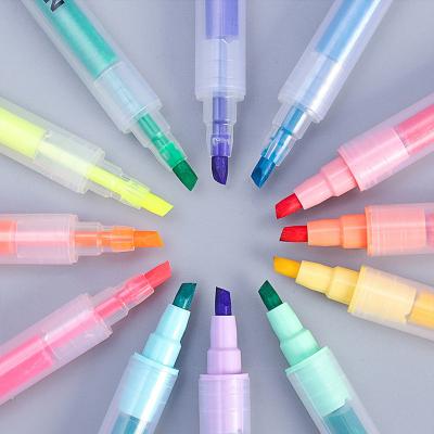 China Wholesale Main Marker Pen Factory Highlighter Bar Candy Double Color Large Capacity Color Marker Pen Student School Supplies Stationery for sale