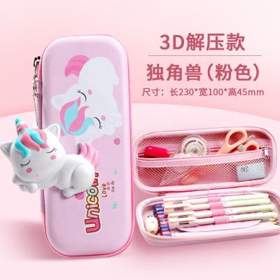 China 2021 New 3D Pencil Storage Pad Decompression Children's Stationery Box Girls Grade 1 Kindergarten Girls Pencil Case Primary School Pen Bag for sale