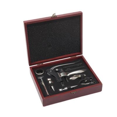 China Factory Direct Sale Modern Wine Opener Set 9 Pieces Mahogany Box Packing Customizable Logo for sale