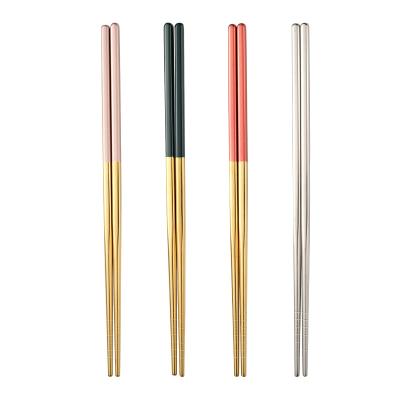 China Viable Korean Style Stainless Steel Chopsticks Custom Metal PVD Coated Sushi Wedding Gift Souvenir for sale