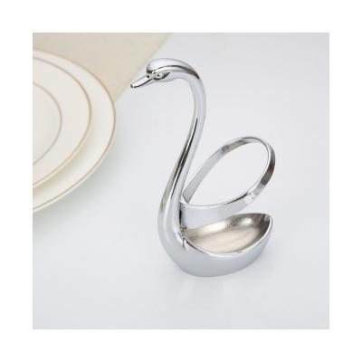 China Viable Wholesale Creative Swan Shape Fruit Fork Spoon Holder Wedding Cutlery Holder Zinc Alloy for sale