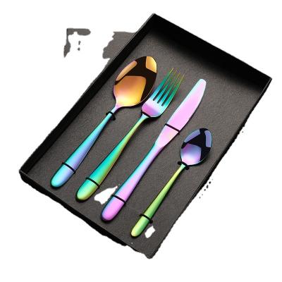 China Bestselling Stocked 4piece 5piece Stainless Steel Gold Cutlery Set With Gift Box for sale