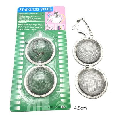 China 304 Ball Shape 4.5cm Stainless Steel Mesh Tea Infuser Strainer Hot Jar Halogen Filter Viable Reusable Seasoning Balls for sale