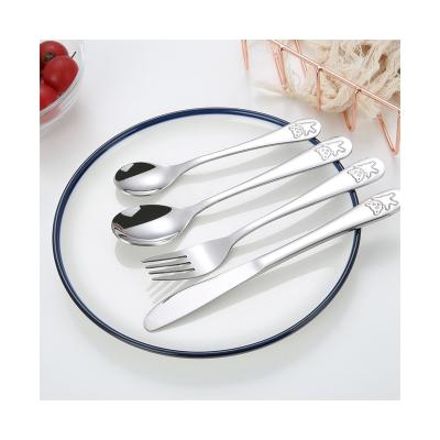 China Lovely Sustainable Cartoon with Panda Children's Stainless Steel Spoon Fork and Baby Knife Cutlery Set for sale