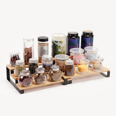 China Viable Multifunctional Wooden Spice Rack Kitchen Spice Storage Organizer Spice Rack Free Drawer for sale