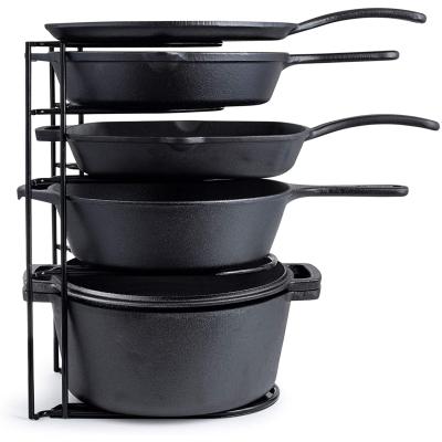 China Hot Selling Multifunctional Viable 5 Layer Kitchen Storage Rack Pan Pot Rack Organizer for sale