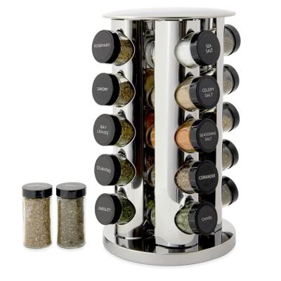 China Transitional Household Kitchen Rack Kitchen Storage Cylindrical Rotating Seasoning Spice Rack for sale