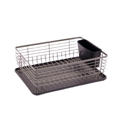 China Hot Products Modern Nordic Style Stainless Steel Kitchen Creative Dish Rack With Drain Pad for sale