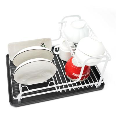 China Stainless Steel Stocked Dish Drainers For Kitchen Counter With Utensil Holder for sale