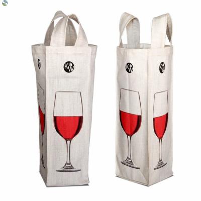 China Eco Friendly Carrier Logo Cotton Tote Canvas Custom Wine Bags Foldable Reusable Portable Color Bottle Bag for sale