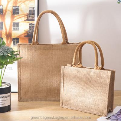 China Large Size Eco - Friendly Jute Tote Bags Heavy Duty Burlap Soft With Chenille Embroidery Customized Shopping Gift for sale