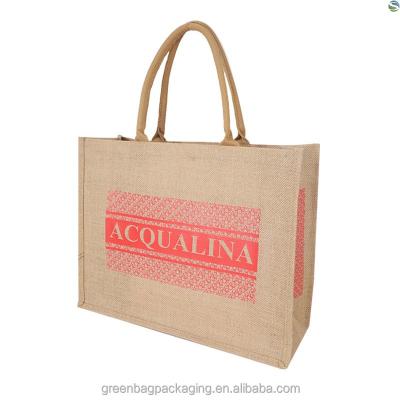 China Wholesale Fancy French Style Eco-Friendly Jute Tote Bag Leather Strap Free With Outside Pockets And Zi for sale