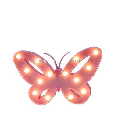 China Mini modern LED butterfly marquee sign in lovely electronic signs& kids room& marqueen Christmas wall decoration battery for sale