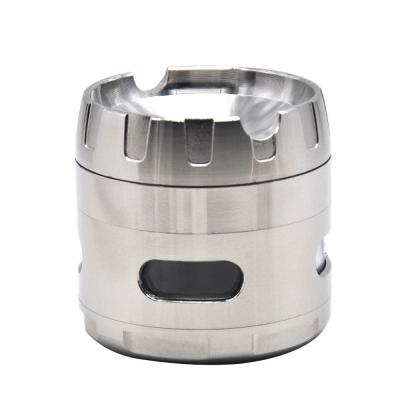 China 63MM Zinc Alloy Viable 4 Parts Herb Grinder With Big Window Custom Logo Herb Grinder Smoking Accessories for sale