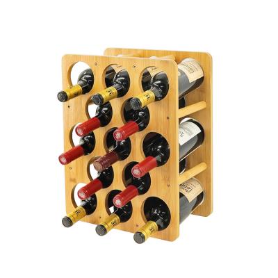 China Other 13 Bottles Wine Racks Kitchen Bar Counter Wine Racks Bamboo Lightweight Luxury for sale