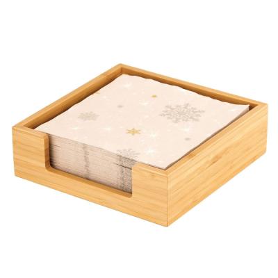 China Country Vintage Decorative Square Bamboo Napkin Dispenser Table Top Napkin Holder for sale