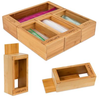 China Sustainable Wholesale Bamboo Kitchen Drawer Bag Removable Back Organizer Ziplock Storage for sale