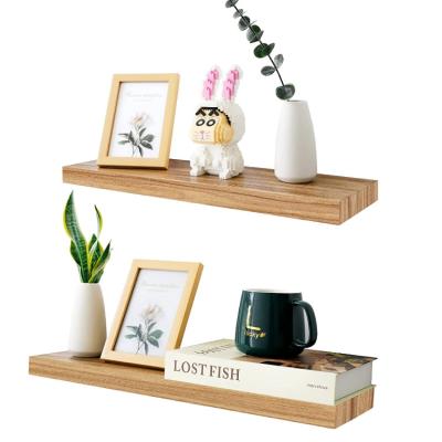 China Custom Kitchen Bedroom Kitchen Hanging Shelves Modern Furniture Wooden Book Shelves Wall Decoration 2 Set for sale