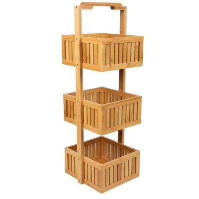 China Sustainable Wholesale Rustic Bamboo Waterproof 3 Tier Bathroom Shower Storage Rack for sale