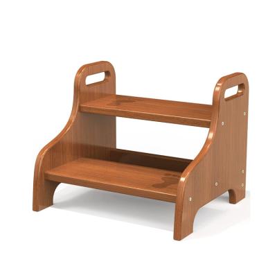 China (Other) Rustic Adjustable Portable Bathroom Bedroom Handles Non-Slip Safety 2 Step Wooden Stool for sale