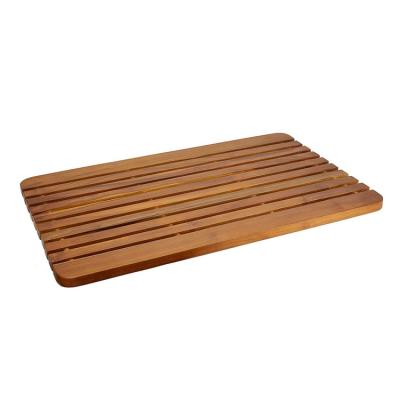 China Sustainable Hot Sale Large Shower Rug Anti Slip Resistant Wooden Bath Mat Cover Brown Bathroom for sale