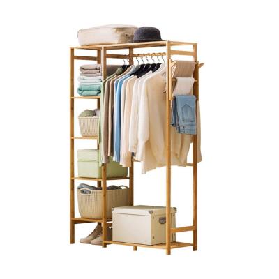 China Modern Wholesale 6 Tier Storage Shelves Free Standing Heavy Duty Wooden Rack Drying Clothes for sale