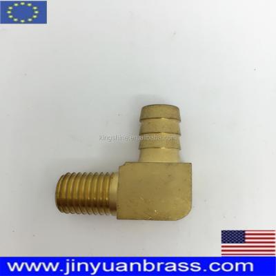 China Oil Gas Water Barstock Industrial Brass Pipe Barb Fittings 90 Degree Male Elbow for sale