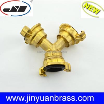 China Brass Garden Hose Y Connector Garden Coupling Brass Fitting For Garden Hose Y-Adapter 3 Way Coupler for sale