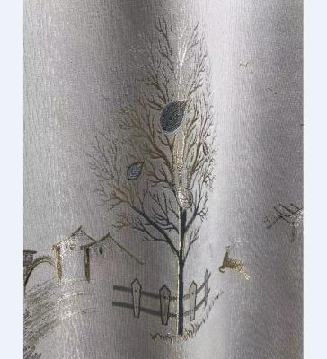 China Blackout Drapely 2.8m Width Super Soft Jacquard Tree And Side Blackout House Curtain Fabric for sale