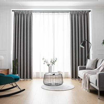 China Hot Factory Supply Anti-Static High Grade Silver (Little Star) Soild Blackout Single Curtain Fabric for sale