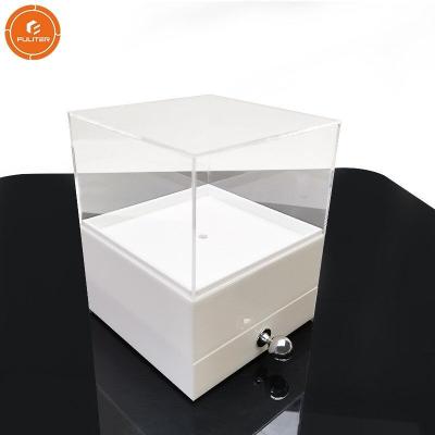 China Recycled Materials Acrylic Ring Storage Box Acrylic Display Drawer Box With Metal Handle for sale