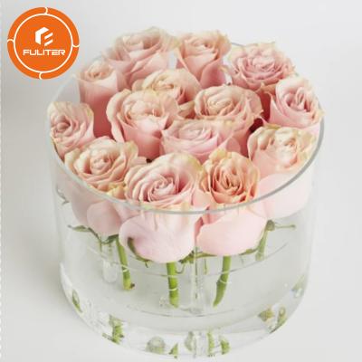 China Handmade Wholesale Acrylic Flower Box Clear Round Acrylic Flower Box For Christmas for sale