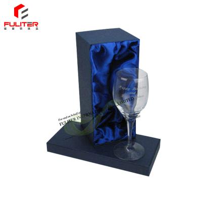 China Handmade Cheap Blue Silk Tissue Paperboard High Quality Size Glass Wine Packaging Box for sale