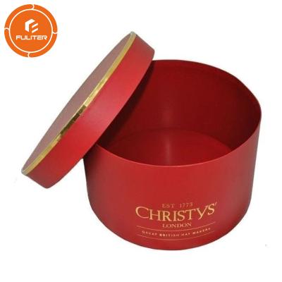 China Handmade Luxury Panama Hat Box Red Round Box Decorative for sale