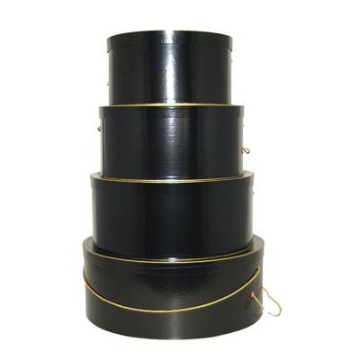 China Handmade Custom Hat Box Cheaper Cardboard Black Round Cowboy Hat Box With Handle for sale