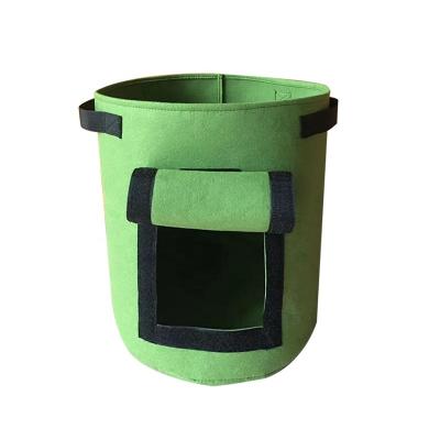 China Eco-friendly Wholesale Potato Planter Growing Black Tree Pot Planting Garden Felt Growing Bags With Fin And Handles for sale