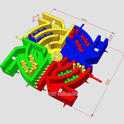 China Outdoor dizzy lnflatable Obstacle Course Mechanic Entertainment X Fusion Giant Games for sale