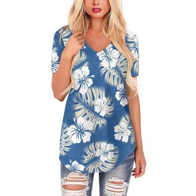 China Wholesale Anti-Wrinkle Hawaiian Print Trendy Shirts For Women Oversized Custom Shirt Ladies Personalized Custom Made T-Shirt for sale