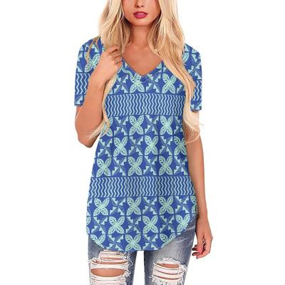 China Anti-Wrinkle Customized Comfortable Polynesian Traditional Tribal Print Vintage For Women Casual Plus Size Shirts Breathable T-Shirt for sale