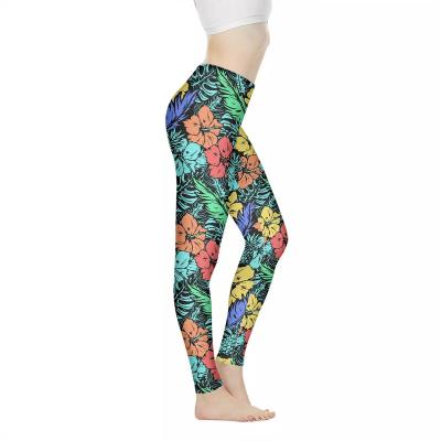 China 2022 Breathable Hibiscus Flower Polynesian Direct Flower Print Factory Butt Workout Seamless Yoga Pants Crac! crack! for sale