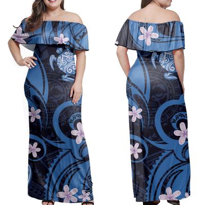 China Wholesale Women Anti-static Maxi Dress Plumeria Tribal Printed dresses Polynesia summer ladies plus size dress women clothing for sale