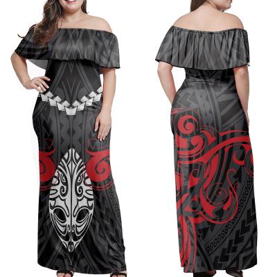 China Fashion 2022 Anti-static Oversized Tribal Print Woman Formal Dresses Dresses Custom Women Polynesia Logo Spring Dresses for sale