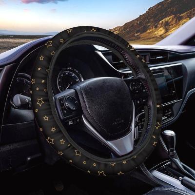 China Universal Size Automotive Latest Seasons Perfectly Fit Steering Wheel Covers Tie Dye Printed Colorful Pattern To Sew Steering Wheel Cover for sale