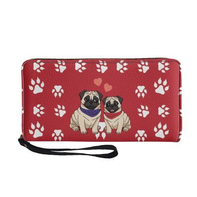 China 2022 Waterproof New Design PU Leather LOGO Dog Print Zipper Design Clutch Purse Ladies Wallets and Purses Custom Women for sale