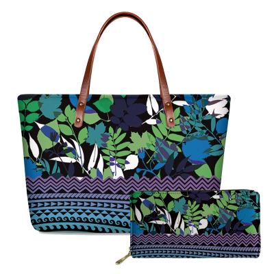 China Latest Luxury Women's Bohemian Shoulder Bags Plumeria Bags Girls Polynesian Turtle Print Style Ladies Zipper Wallets and Handbags for sale