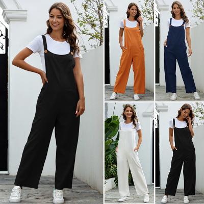 China European and American new arrival Anti-wrinkle retro hot sale women's long pants suspenders casual women's pants rompers women for sale