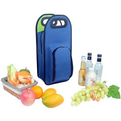 China Waterproof Two Bottle Wine Tote Bag Picnic Cooler Set Bag for sale